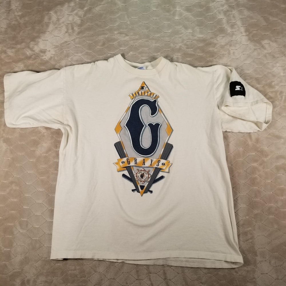 VTG Starter Homestead Grays Shirt Sz LG USA Made STAINED See Pics